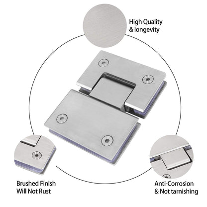 Shower Glass Door Gate Hinge 304 Stainless Steel 180 Degrees Polished Chrome Finish V324-SDHINGE-180