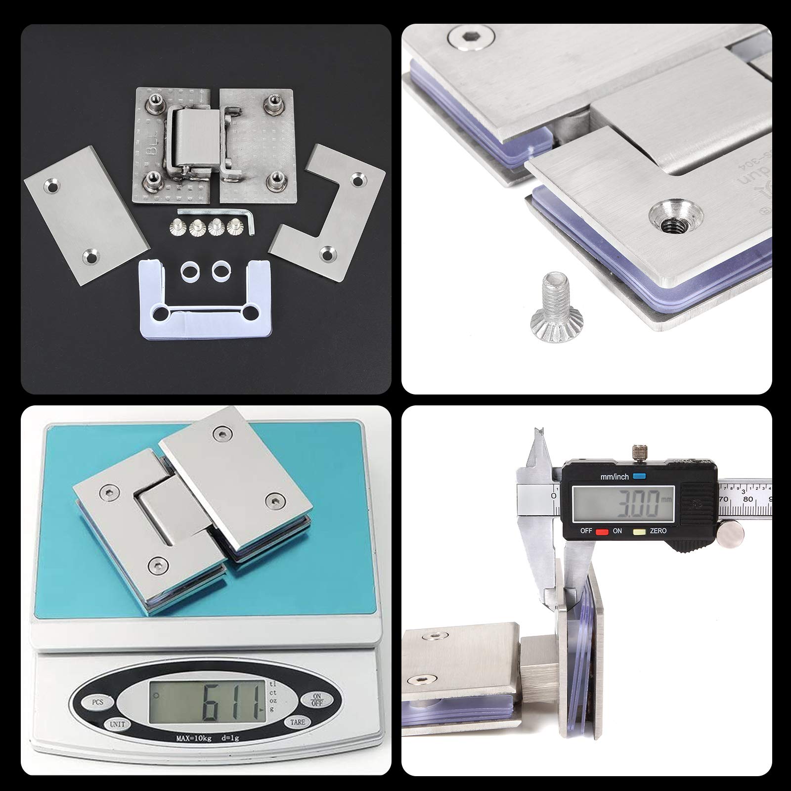 Shower Glass Door Gate Hinge 304 Stainless Steel 180 Degrees Polished Chrome Finish V324-SDHINGE-180