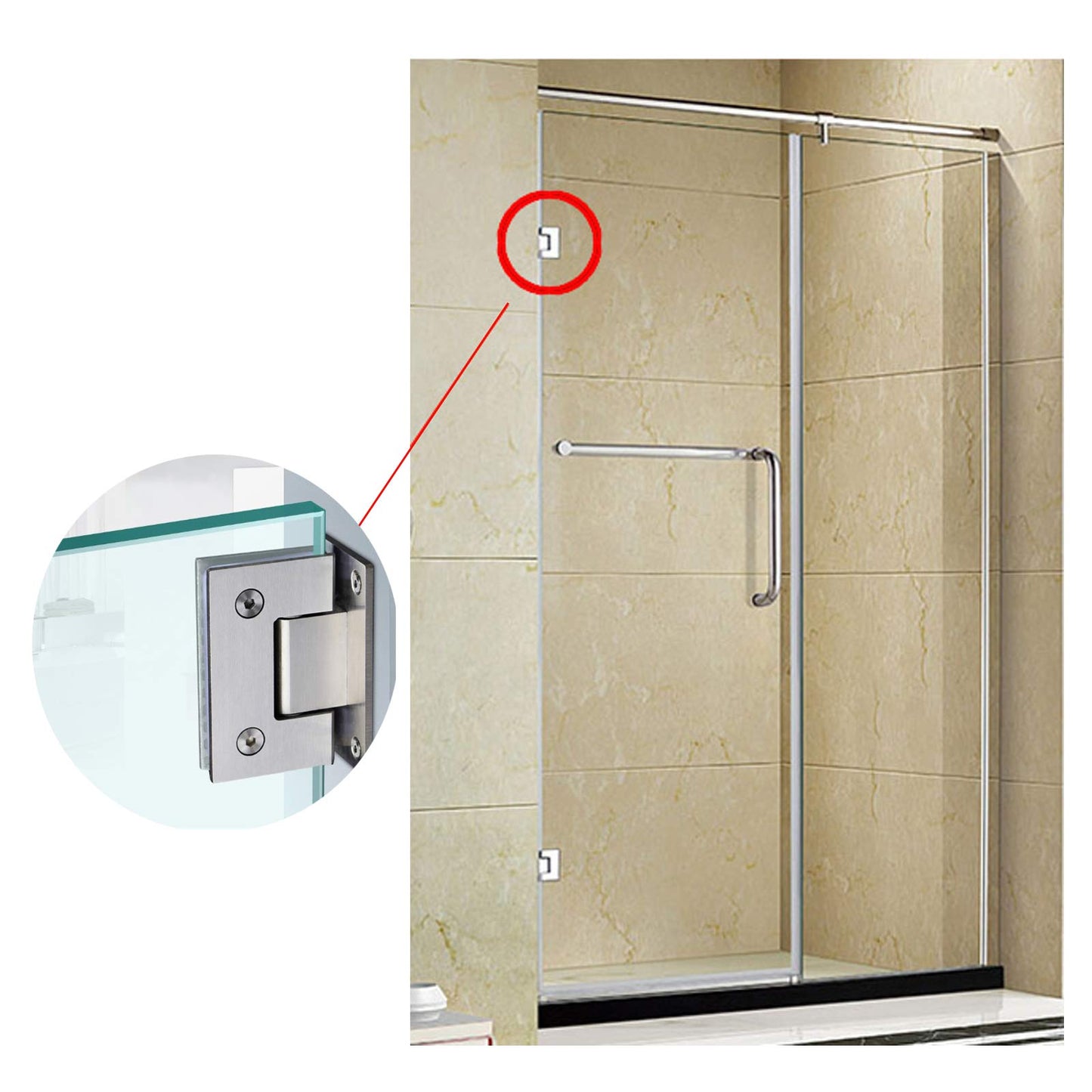 90 Degree Glass Door Cupboard Showcase Cabinet Clamp Glass Shower Doors Hinge 304 Steel V324-SDHINGE-90