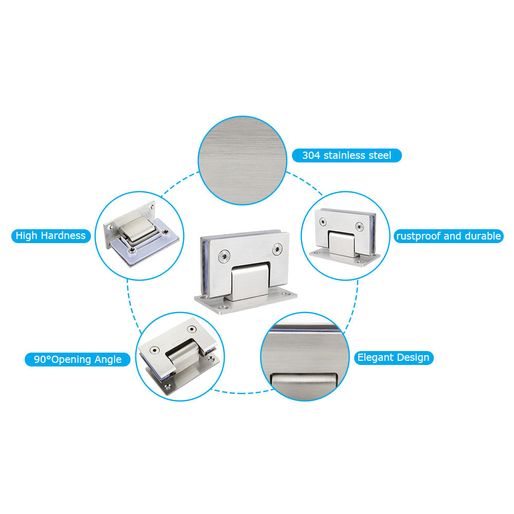 90 Degree Glass Door Cupboard Showcase Cabinet Clamp Glass Shower Doors Hinge 304 Steel V324-SDHINGE-90