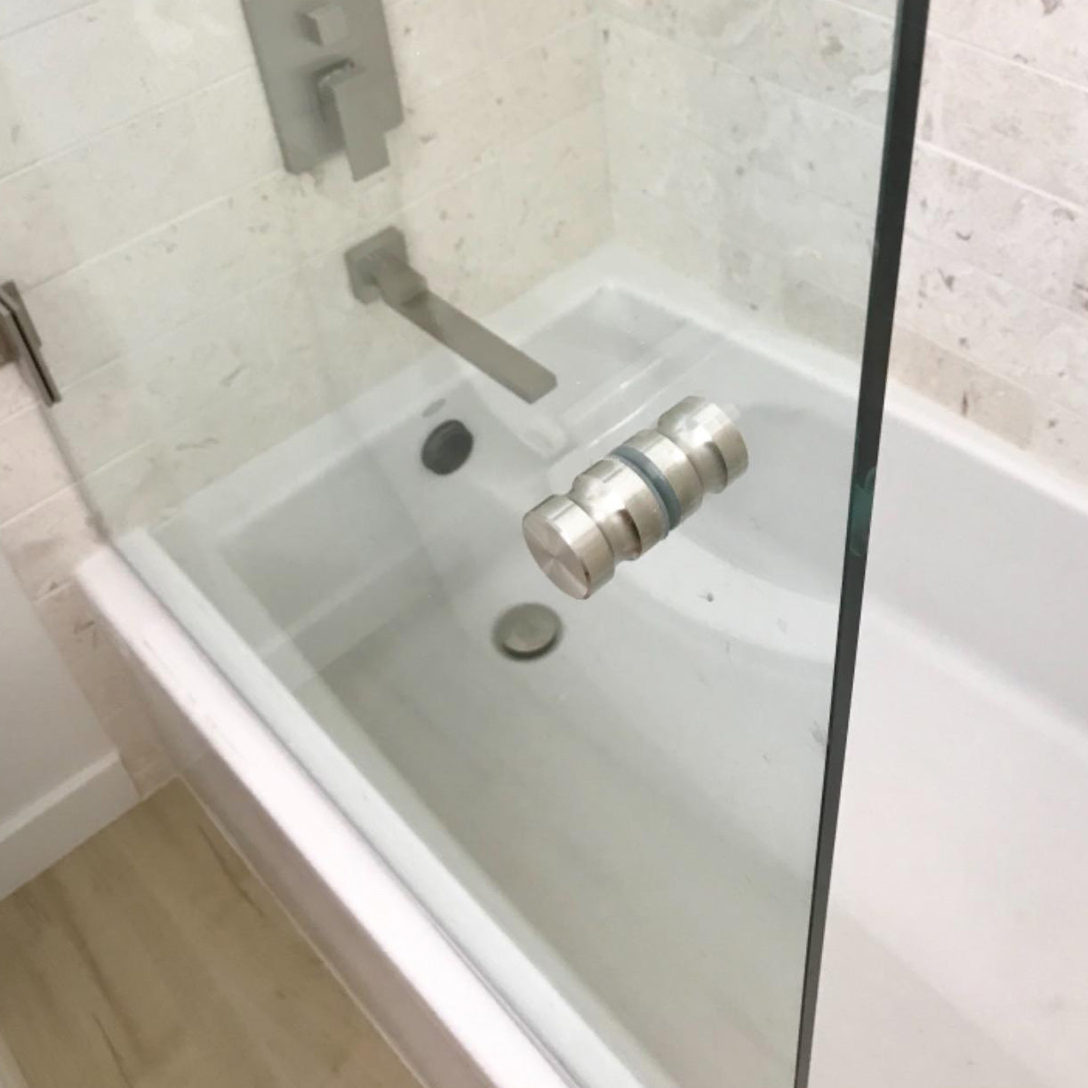 Shower Glass Door Knob Bathroom Round Back-to-Back Handle SUS304 Brushed Nickel V324-SDKONB-DR