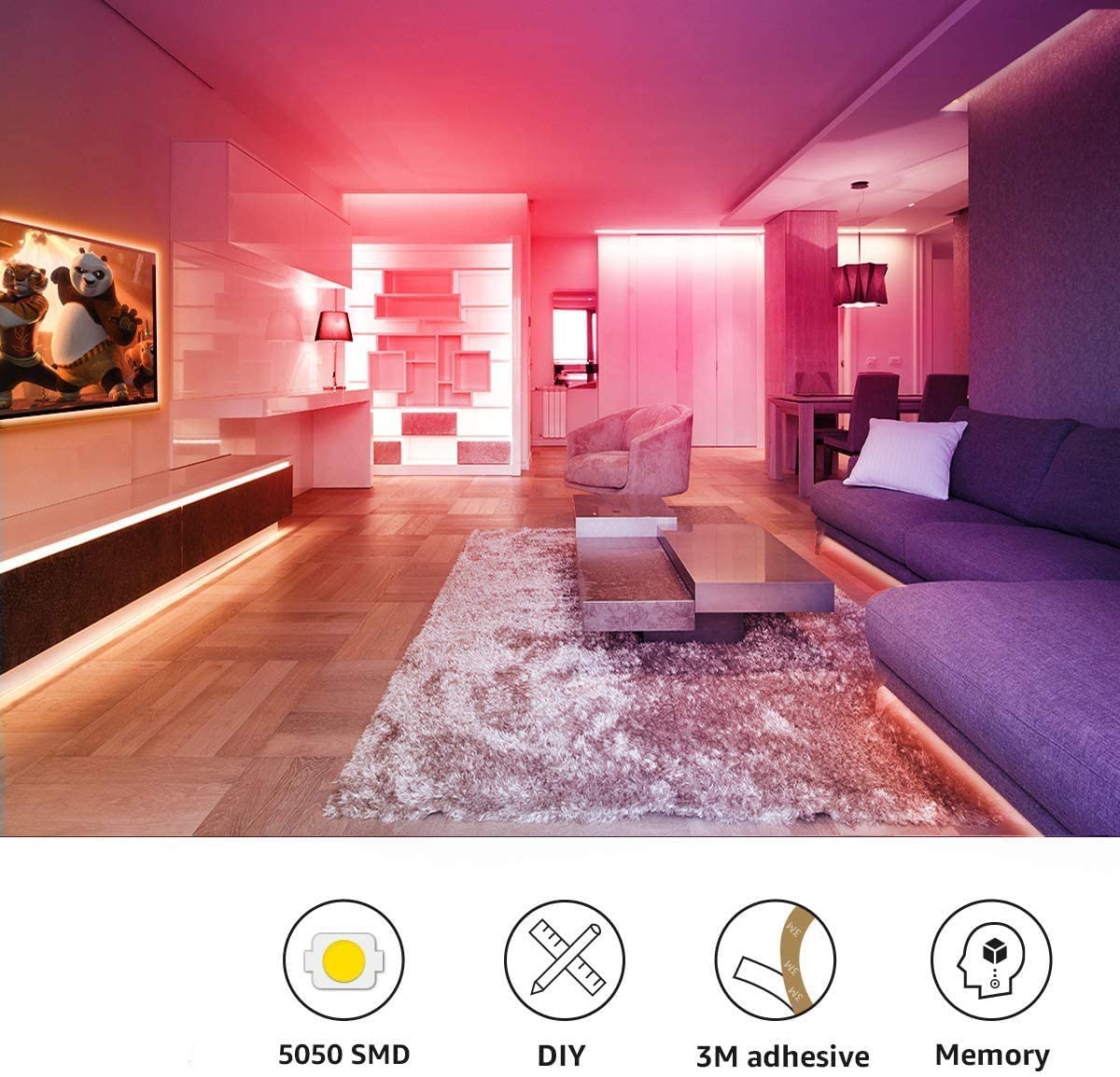 5050 RGB LED Strip Lights Waterproof SMD 300 IP65 5m 12V 44key IR Controller V324-SF-LEDS