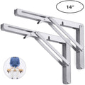 2PCS 14inch Steel Wall Mounted Folding Triangle Angle Shelf Support Bracket Rack V324-SH-WTL-1-265-14