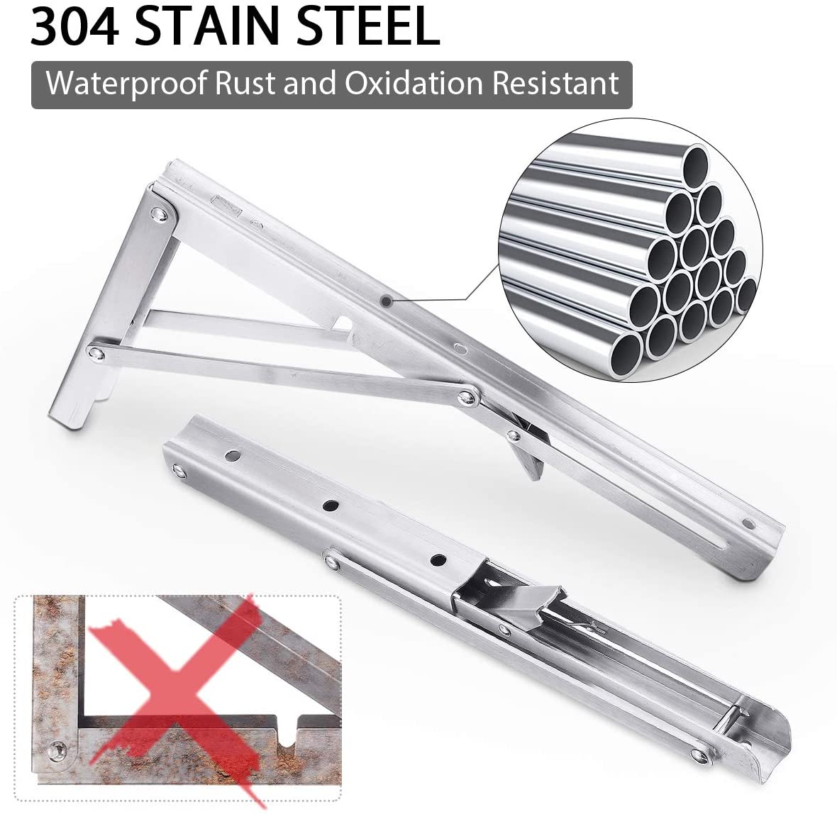 2PCS 14inch Steel Wall Mounted Folding Triangle Angle Shelf Support Bracket Rack V324-SH-WTL-1-265-14