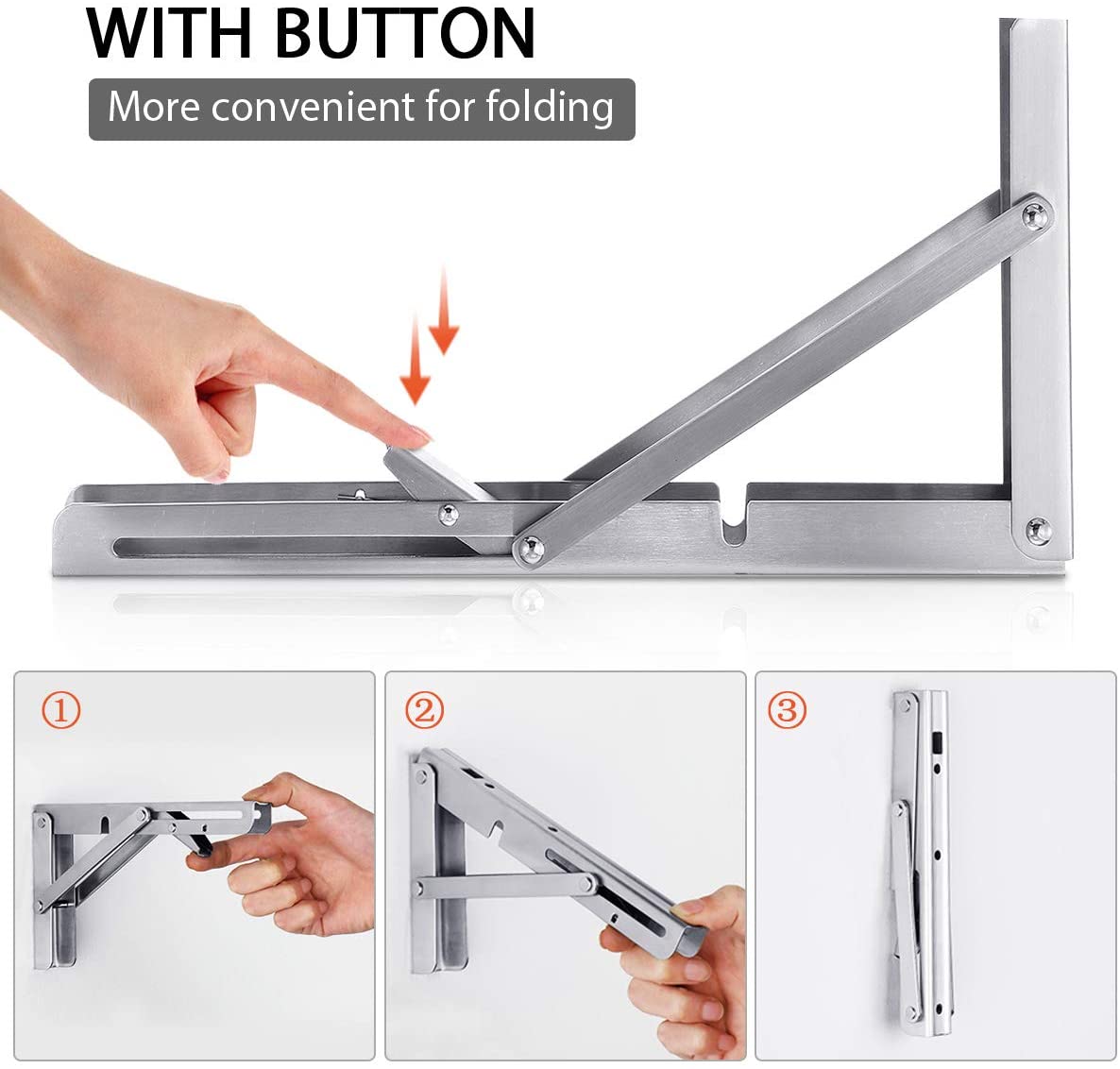 2PCS 14inch Steel Wall Mounted Folding Triangle Angle Shelf Support Bracket Rack V324-SH-WTL-1-265-14