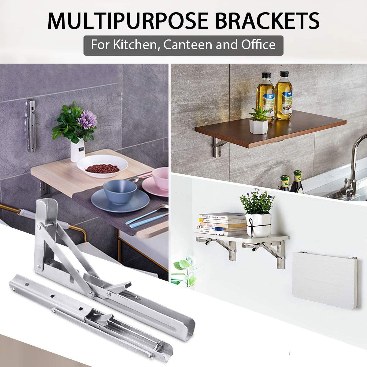 2PCS 14inch Steel Wall Mounted Folding Triangle Angle Shelf Support Bracket Rack V324-SH-WTL-1-265-14