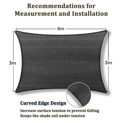 3m x 4m Grey Rectangle Sun Shade Sails for Patios Sun UV Outdoor Canopy Backyard Sunshades V324-SHADEREC-GREY-3X4