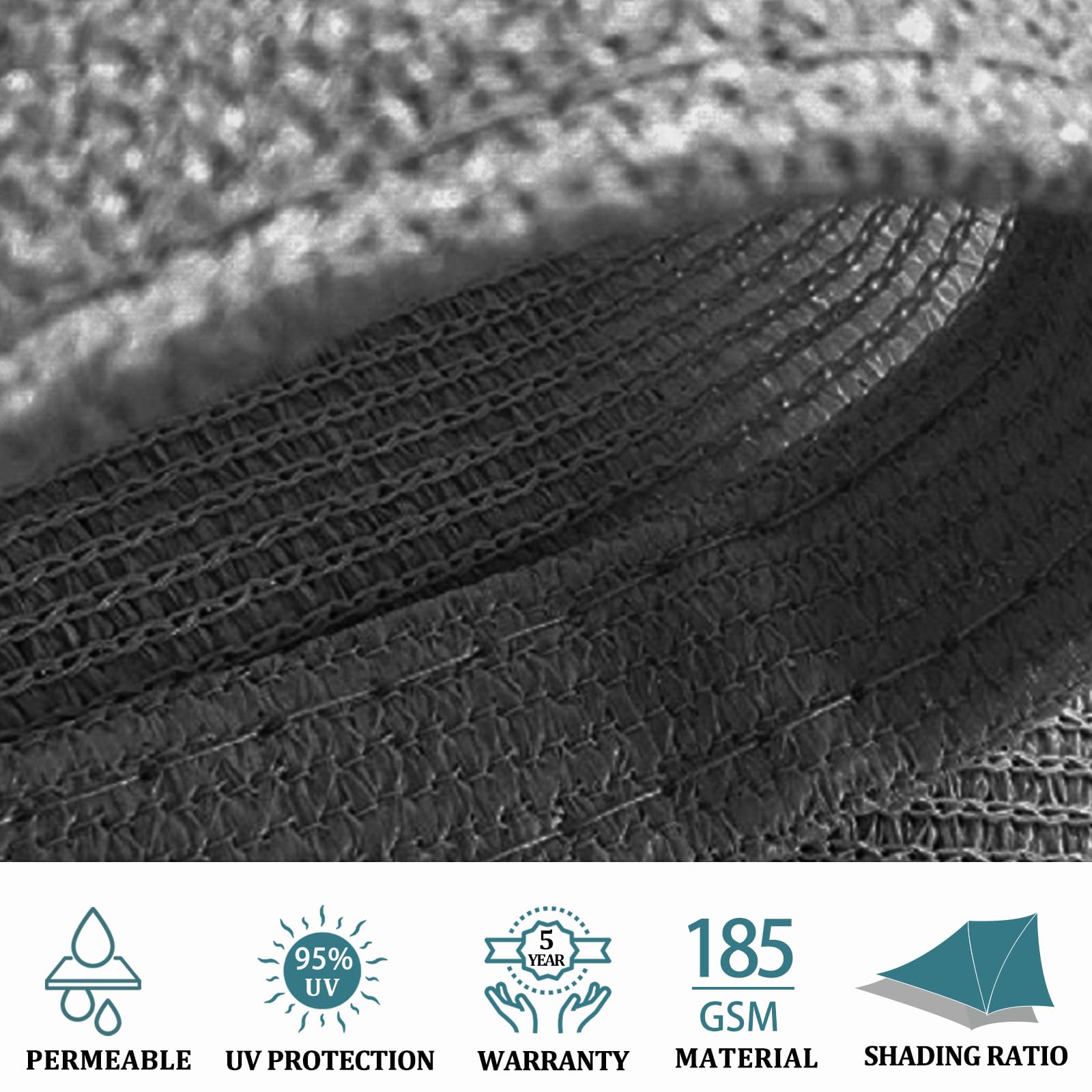 4m x 6m Grey Rectangle Sun Shade Sails for Patios Sun UV Outdoor Canopy Backyard Sunshades V324-SHADEREC-GREY-4X6