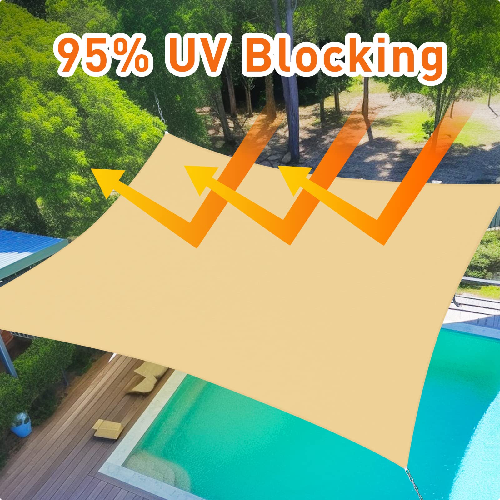 2m x 3m Rectangle Sun Shade Sails for Patios Sun UV Outdoor Canopy Backyard Sunshades V324-SHADEREC-YEL-2X3