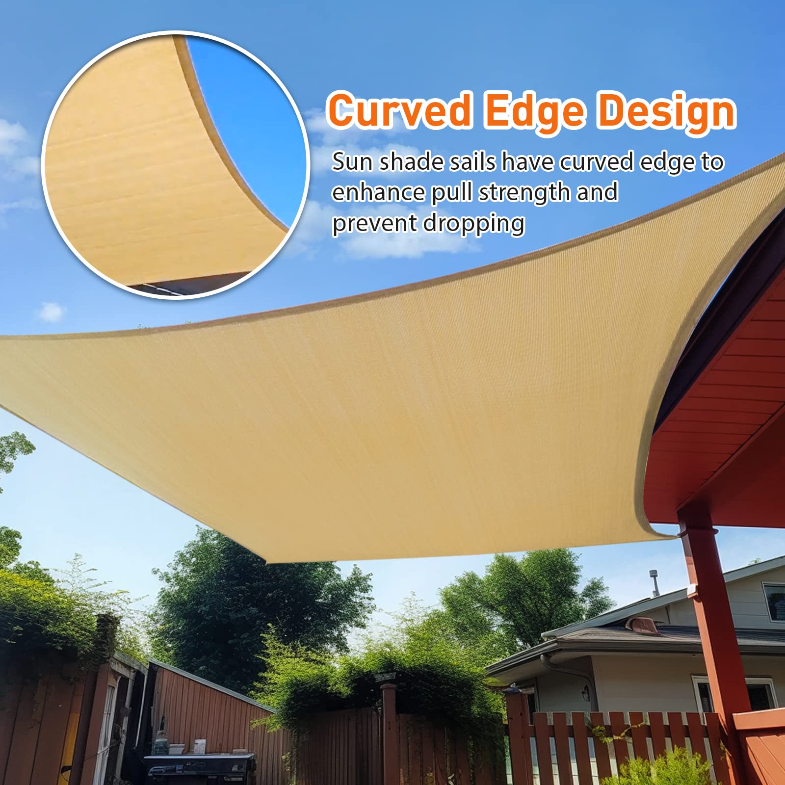 2m x 3m Rectangle Sun Shade Sails for Patios Sun UV Outdoor Canopy Backyard Sunshades V324-SHADEREC-YEL-2X3