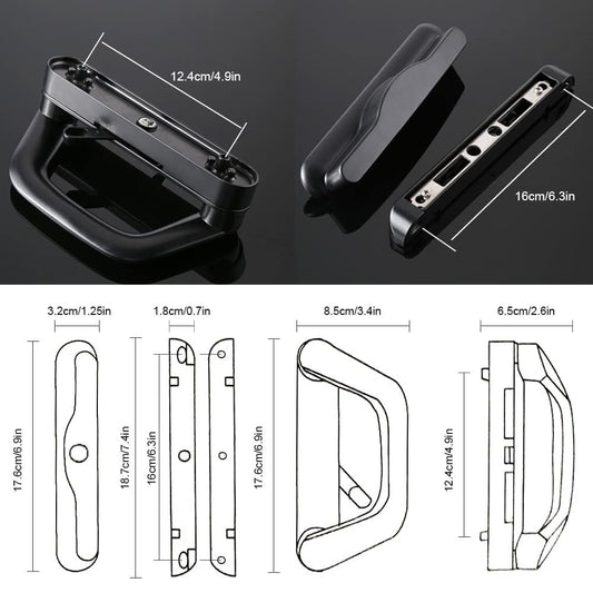 Sliding Patio Door Handle Set Mortise Lock Suitable for Sliding Glass Patio Door Black V324-SLDOORLC-BK-NK