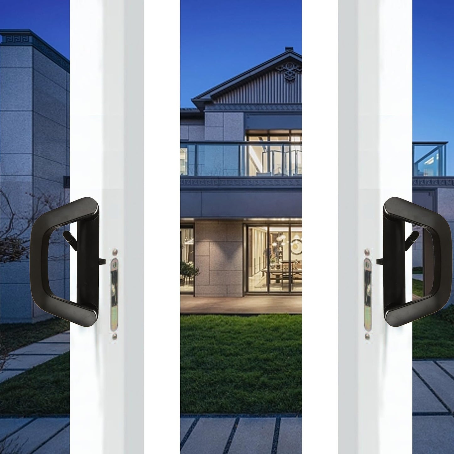 Sliding Patio Door Handle Set Mortise Lock Suitable for Sliding Glass Patio Door Keyed Black V324-SLDOORLC-BK-WK