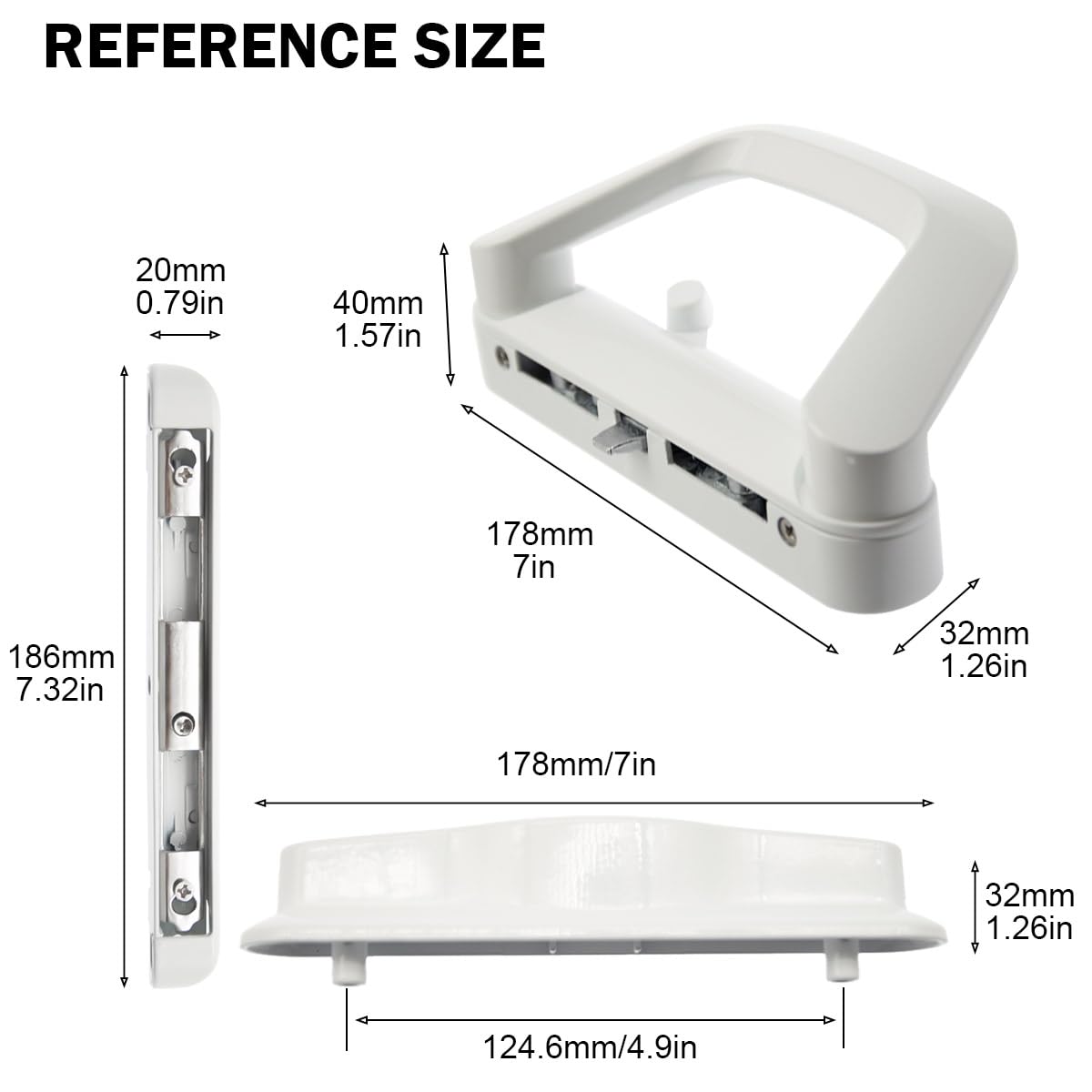 Sliding Patio Door Handle Set Mortise Lock Suitable for Sliding Glass Patio Door Keyed White V324-SLDOORLC-WH-WK