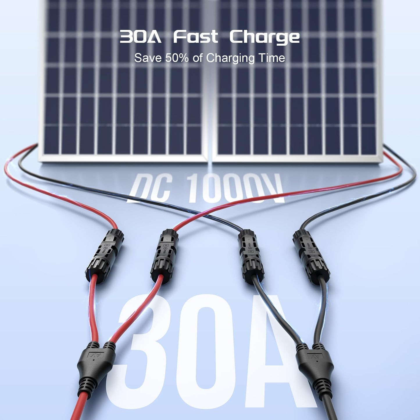 1 Pair Solar Connector Y Branch Parallel Adapter Cable Solar Panel Connectors Wire Plug Solar Panel V324-SONACAB-Y