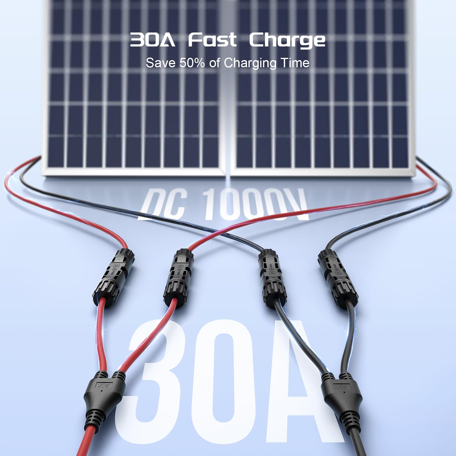 1 Pair Solar Connector Y Branch Parallel Adapter Cable Solar Panel Connectors Wire Plug Solar Panel V324-SONACAB-Y