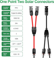 1 Pair Solar Connector Y Branch Parallel Adapter Cable Solar Panel Connectors Wire Plug Solar Panel V324-SONACAB-Y