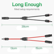 1 Pair Solar Connector Y Branch Parallel Adapter Cable Solar Panel Connectors Wire Plug Solar Panel V324-SONACAB-Y