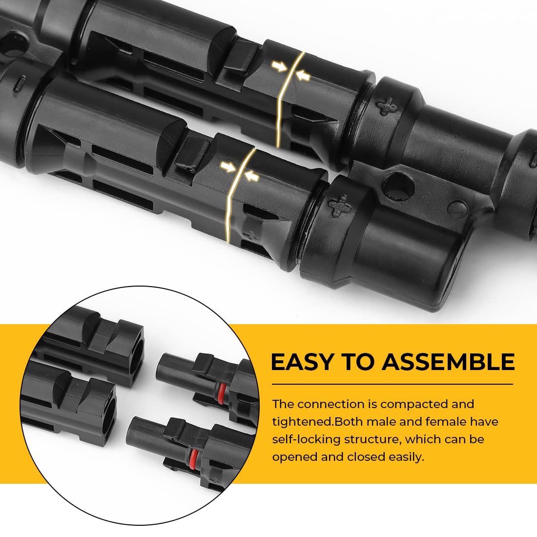 1 Pair 2 To 1 2 branch Waterproof T Branch Cable Connectors Solar PV Panel Connector Male & Female V324-SONACONN-2P