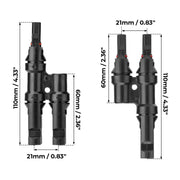 1 Pair 2 To 1 2 branch Waterproof T Branch Cable Connectors Solar PV Panel Connector Male & Female V324-SONACONN-2P