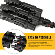 1 Pair 3 To 1 3 branch Waterproof T Branch Cable Connectors Solar PV Panel Connector Male & Female V324-SONACONN-3P