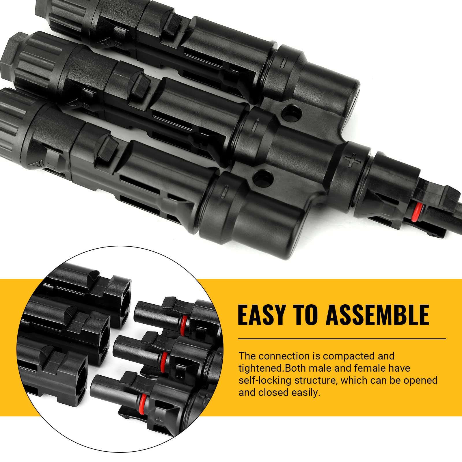 1 Pair 3 To 1 3 branch Waterproof T Branch Cable Connectors Solar PV Panel Connector Male & Female V324-SONACONN-3P