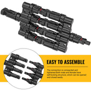 1 Pair 4 To 1 4 branch Waterproof T Branch Cable Connectors Solar PV Panel Connector Male & Female V324-SONACONN-4P