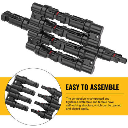 1 Pair 4 To 1 4 branch Waterproof T Branch Cable Connectors Solar PV Panel Connector Male & Female V324-SONACONN-4P