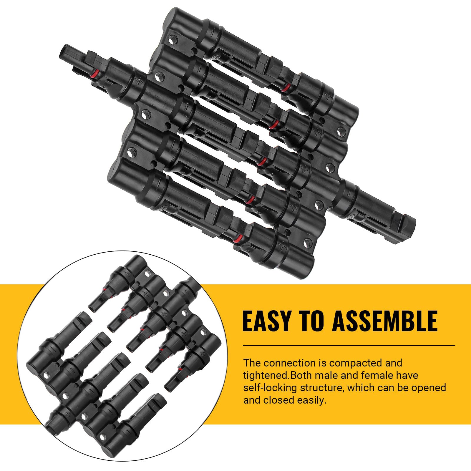 1 Pair 5 To 1 5 branch Waterproof T Branch Cable Connectors Solar PV Panel Connector Male & Female V324-SONACONN-5P