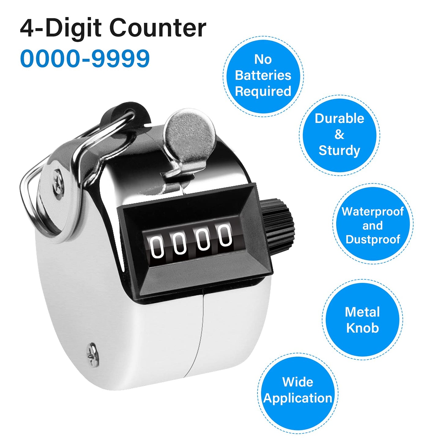 Hand Tally Counter 4-Digit Lap Counters Clicker Pitch for Counting Knitting Coaching V324-SP-CUNT