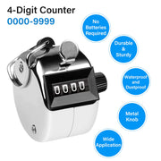 Hand Tally Counter 4-Digit Lap Counters Clicker Pitch for Counting Knitting Coaching V324-SP-CUNT