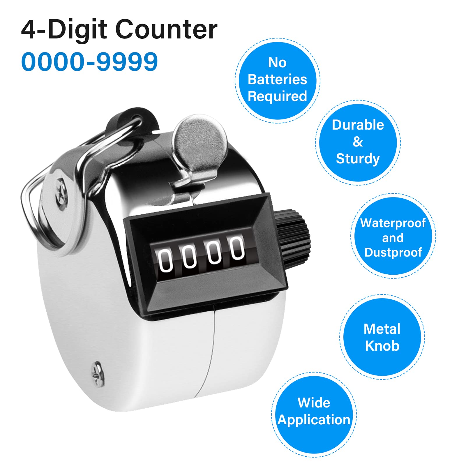 Hand Tally Counter 4-Digit Lap Counters Clicker Pitch for Counting Knitting Coaching V324-SP-CUNT