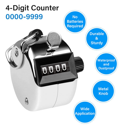 Hand Tally Counter 4-Digit Lap Counters Clicker Pitch for Counting Knitting Coaching V324-SP-CUNT