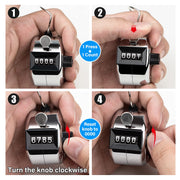 Hand Tally Counter 4-Digit Lap Counters Clicker Pitch for Counting Knitting Coaching V324-SP-CUNT