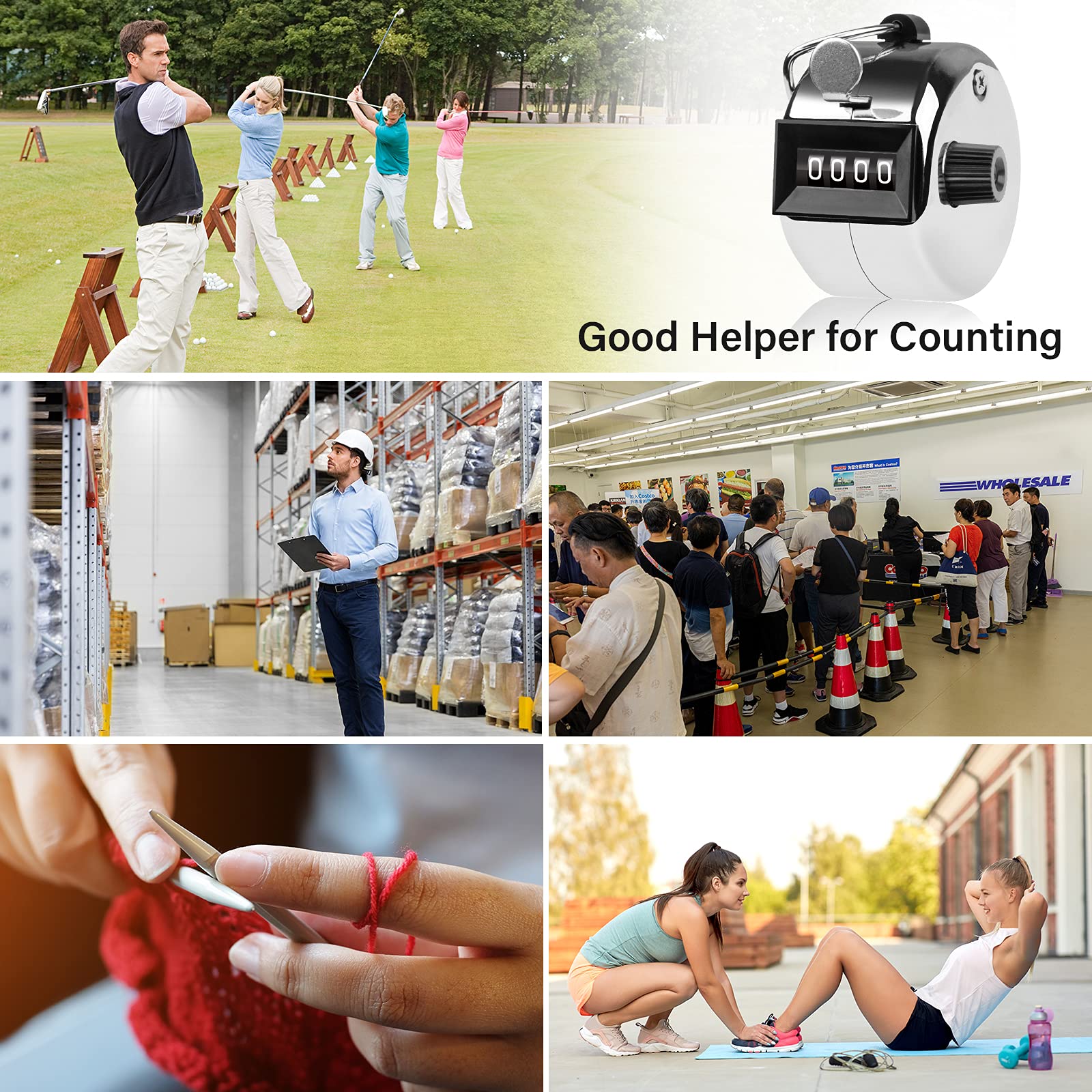 Hand Tally Counter 4-Digit Lap Counters Clicker Pitch for Counting Knitting Coaching V324-SP-CUNT