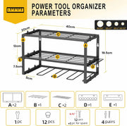40cm Power Tool Organizer 4 Layers Garage Tool Storage Rack Workshop Tool Shelf Drill Pliers Hammer Rack V324-TOOSTO-40CM