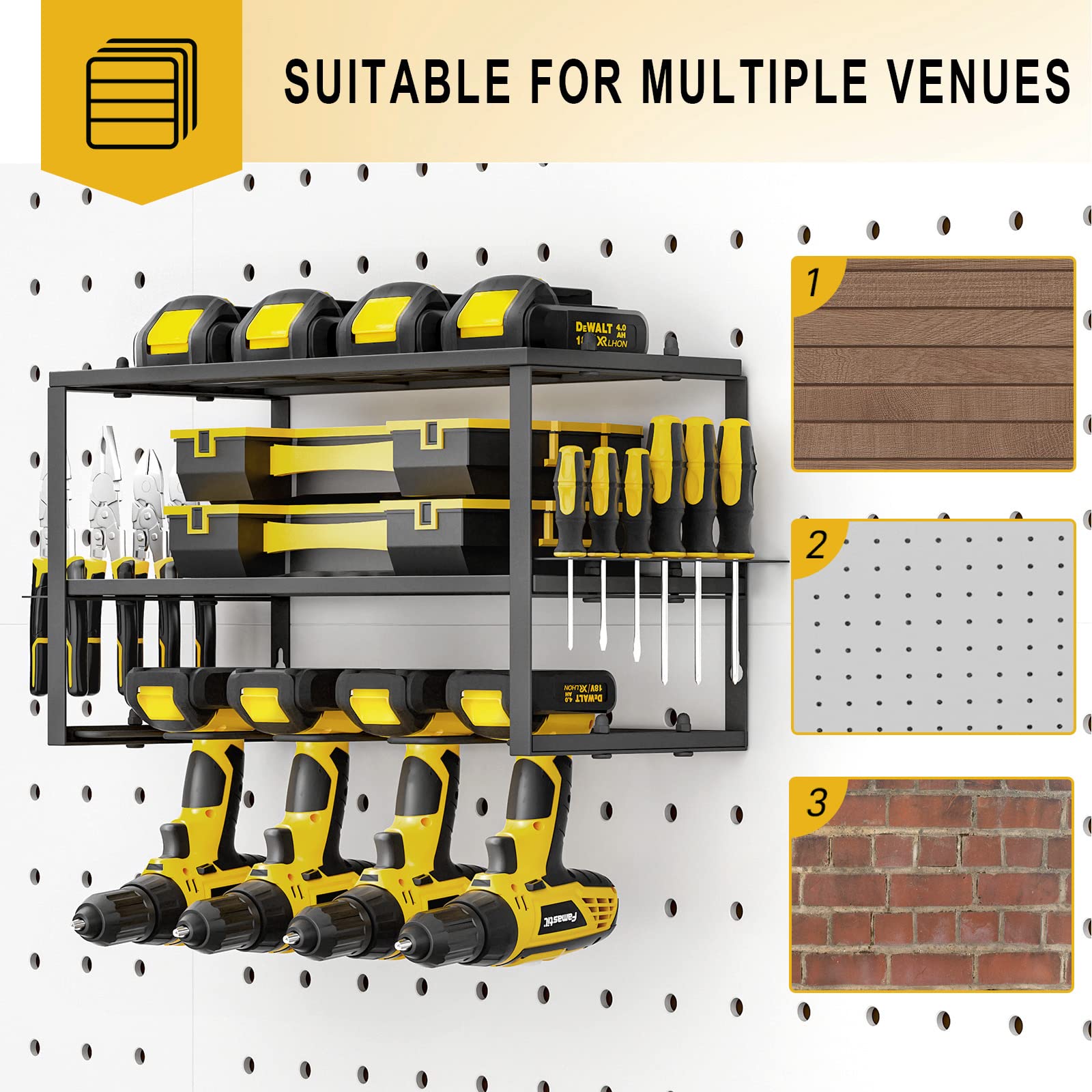 40cm Power Tool Organizer 4 Layers Garage Tool Storage Rack Workshop Tool Shelf Drill Pliers Hammer Rack V324-TOOSTO-40CM