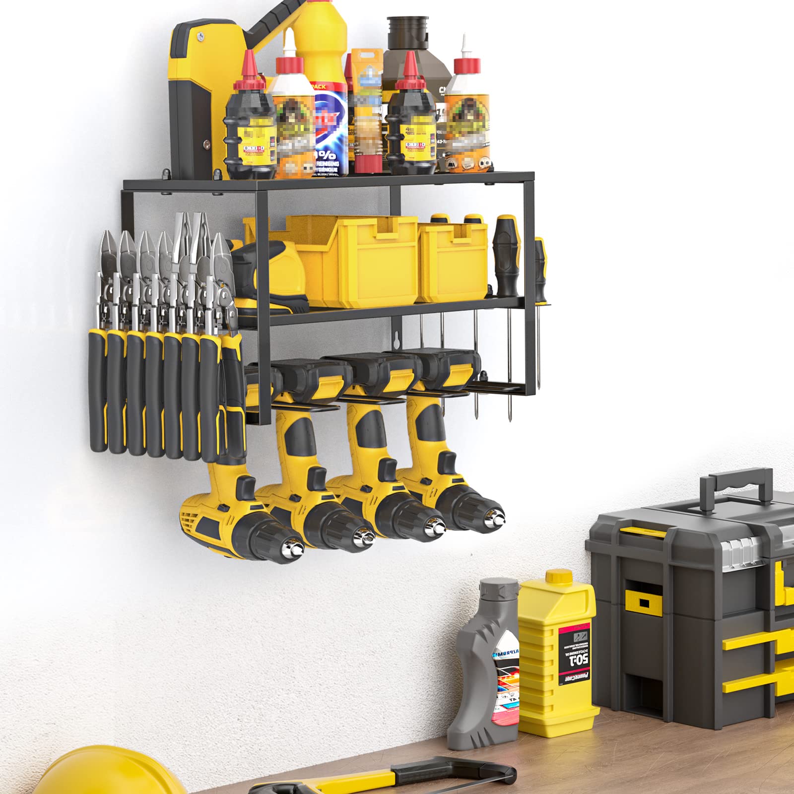 40cm Power Tool Organizer 4 Layers Garage Tool Storage Rack Workshop Tool Shelf Drill Pliers Hammer Rack V324-TOOSTO-40CM