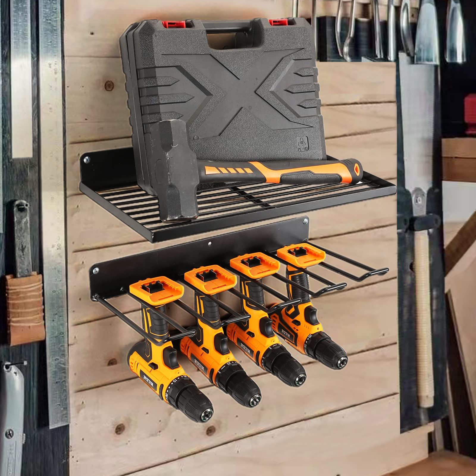 Power Tool Organizer Drill Holder Wall Mount Garage Storage Shelves Rack Wall Storage Organizer Set V324-TOOSTO-SET