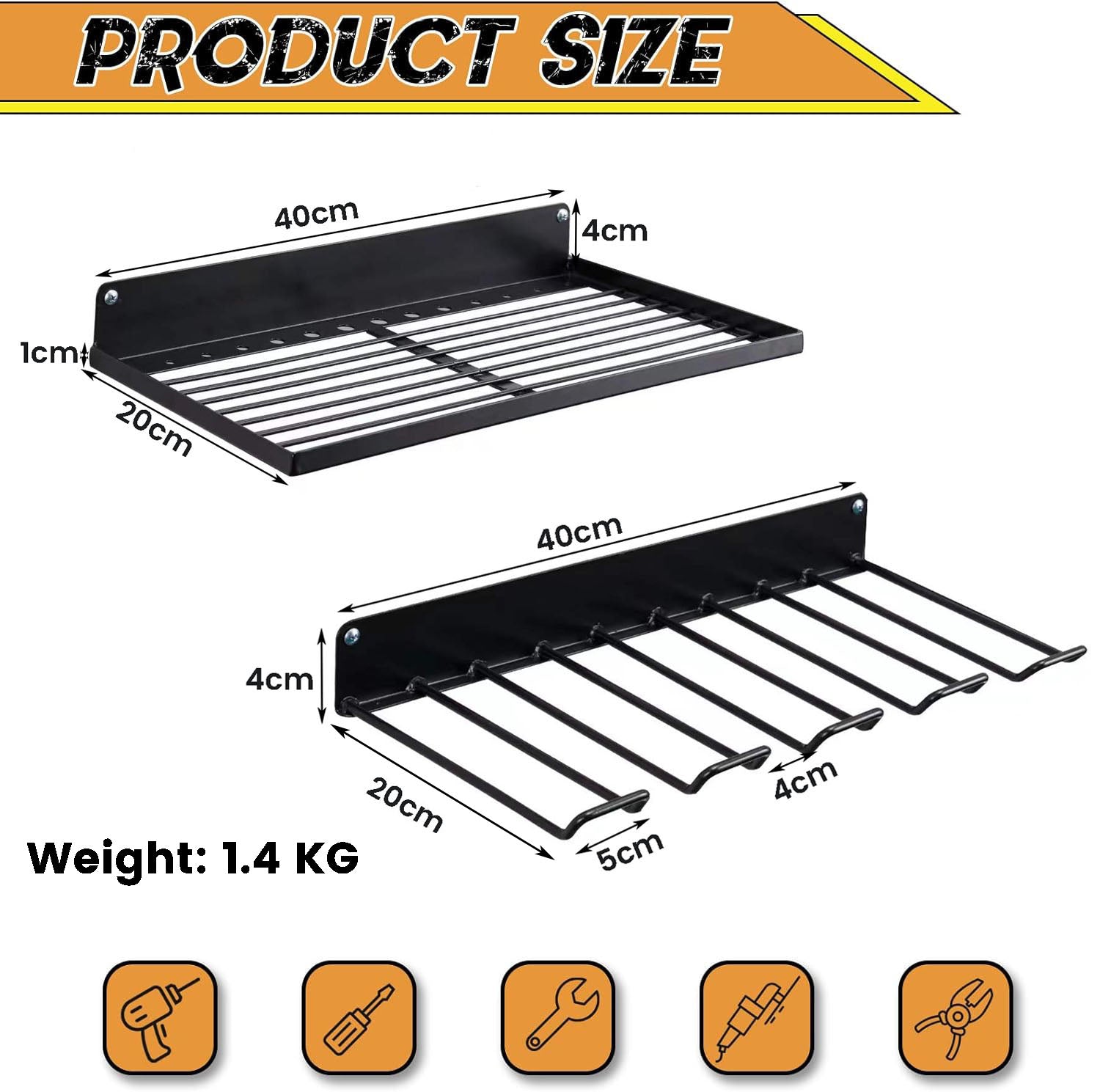 Power Tool Organizer Drill Holder Wall Mount Garage Storage Shelves Rack Wall Storage Organizer Set V324-TOOSTO-SET