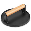 Heavy Duty Round Cast Iron Grill Burger Press Pre-Seasoned Steak Griddle BBQ Grilling V324-TSD-BBPRESRD