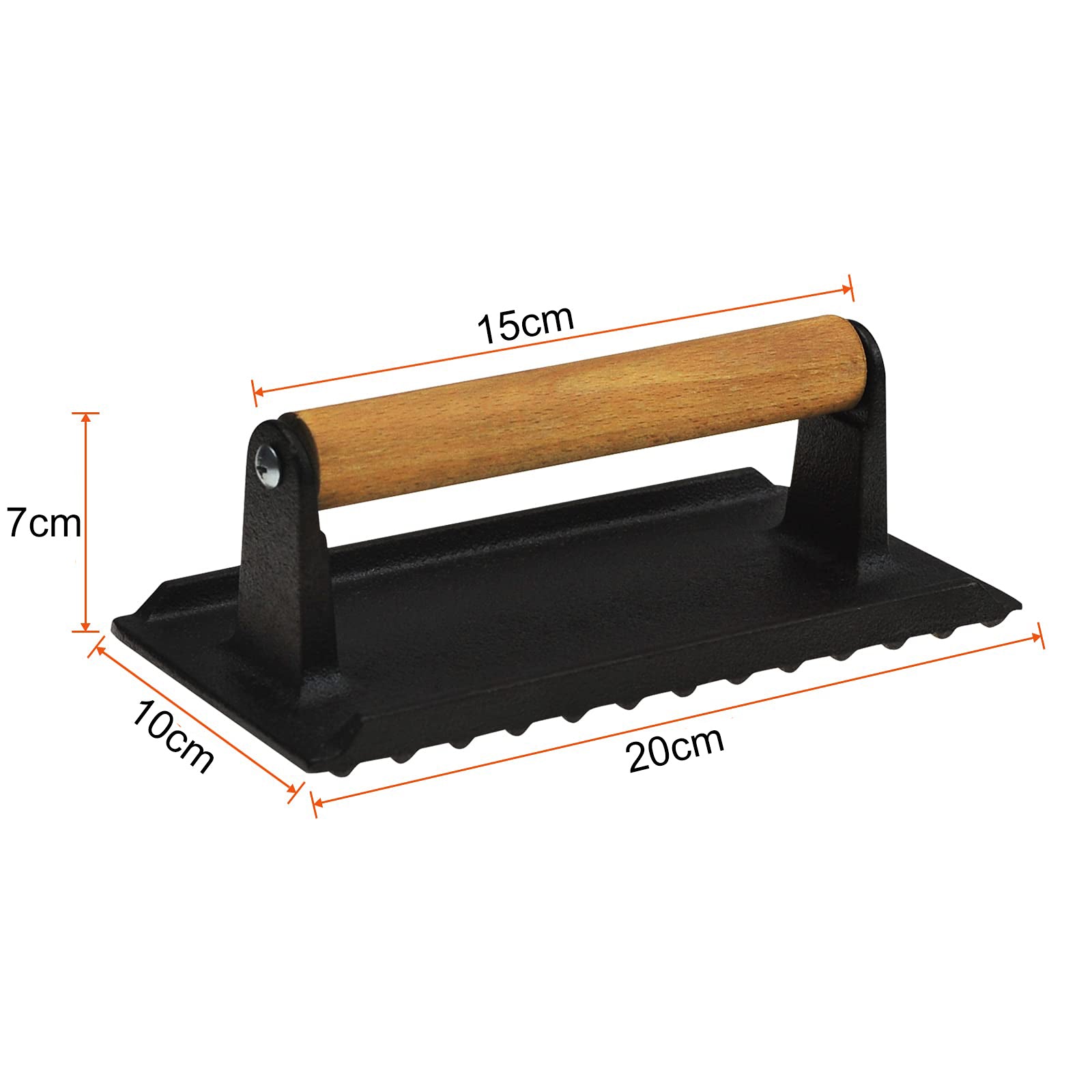 Heavy Duty Round / Rectangle Cast Iron Grill Burger Press Pre-Seasoned Steak Griddle BBQ Grilling V324-TSD-BBPRESSET
