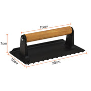 Heavy Duty Rectangular Cast Iron Grill Burger Press Pre-Seasoned Steak Griddle BBQ Grilling V324-TSD-BBPRESSQ