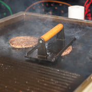 Heavy Duty Rectangular Cast Iron Grill Burger Press Pre-Seasoned Steak Griddle BBQ Grilling V324-TSD-BBPRESSQ