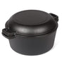 26cm 2-in-1 Cast Iron Dutch Oven & Skillet Set Pre-Seasoned Dual-Use Pot with Lid Fry Pan, Durable & V324-TSD-DUALPOT26CM
