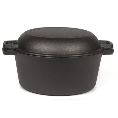 26cm 2-in-1 Cast Iron Dutch Oven & Skillet Set Pre-Seasoned Dual-Use Pot with Lid Fry Pan, Durable & V324-TSD-DUALPOT26CM