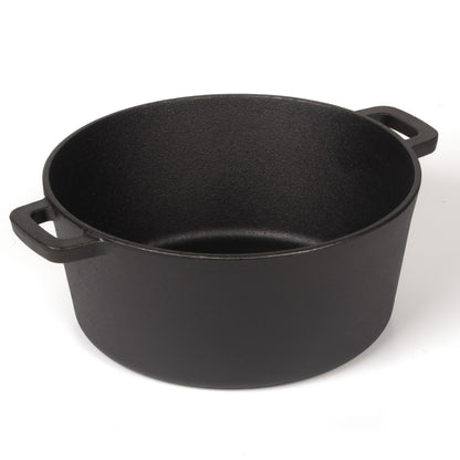 26cm 2-in-1 Cast Iron Dutch Oven & Skillet Set Pre-Seasoned Dual-Use Pot with Lid Fry Pan, Durable & V324-TSD-DUALPOT26CM
