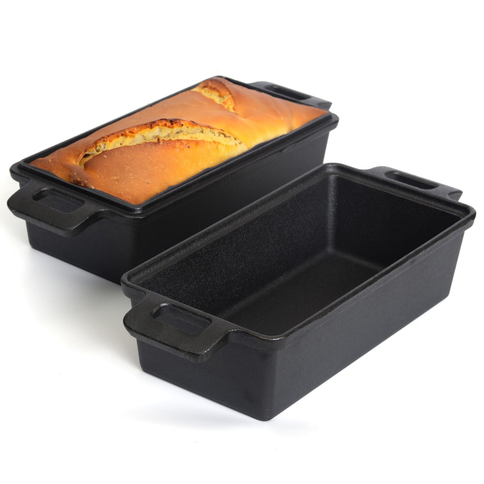 2-in-1 Cast Iron Bread Loaf Pan Tin with Lid Dual Use Baking Dish with Ergonomic Handles, Pre-Seasoned for V324-TSD-DULBREPOT