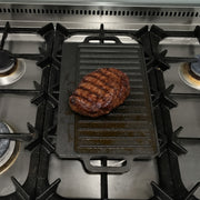 40 cm Reversible Cast Iron Grill & Griddle -Dual-Sided (Flat & Ribbed), Pre-Seasoned, Handles, for Stove-Top V324-TSD-FLATBBQ40CM