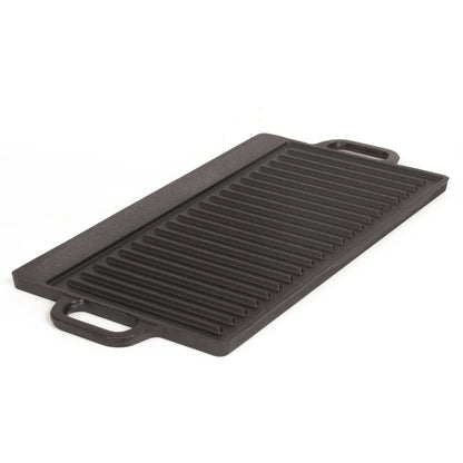 40 cm Reversible Cast Iron Grill & Griddle -Dual-Sided (Flat & Ribbed), Pre-Seasoned, Handles, for Stove-Top V324-TSD-FLATBBQ40CM