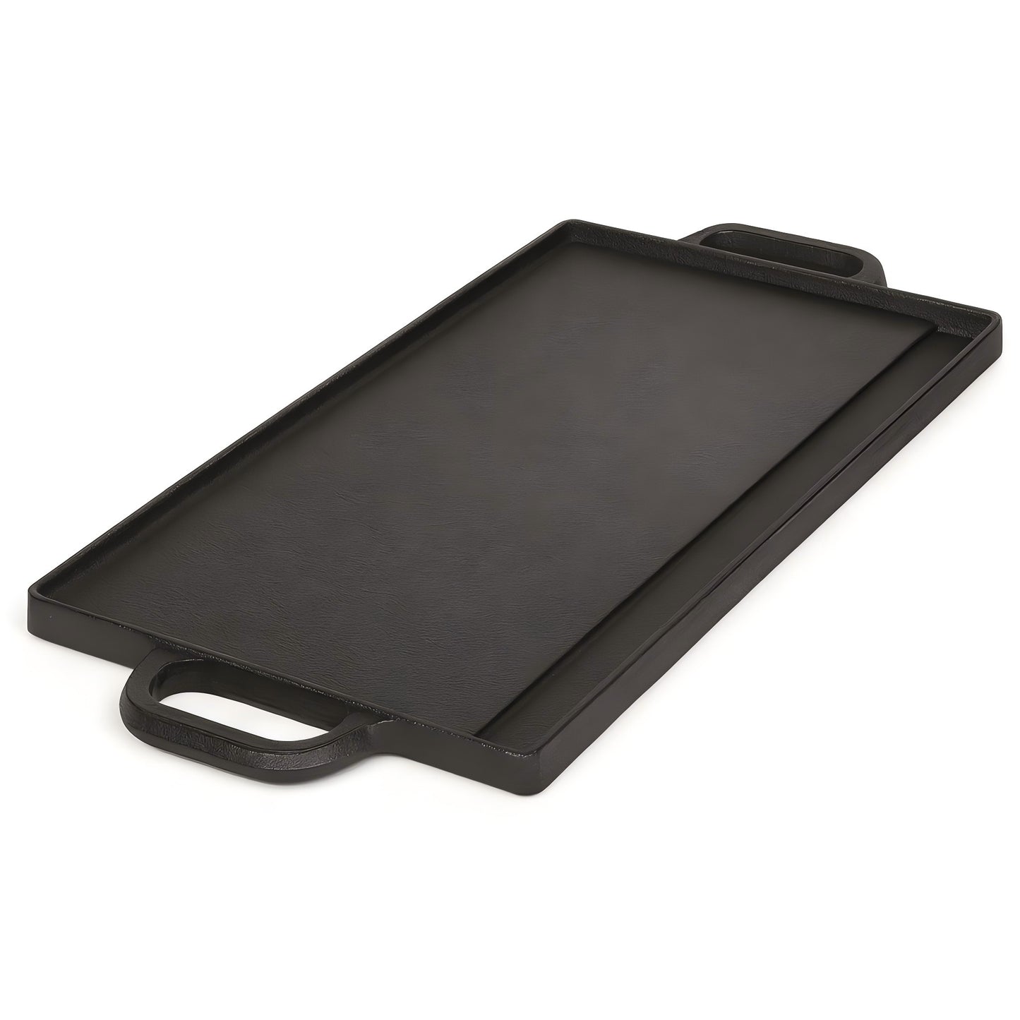 40 cm Reversible Cast Iron Grill & Griddle -Dual-Sided (Flat & Ribbed), Pre-Seasoned, Handles, for Stove-Top V324-TSD-FLATBBQ40CM
